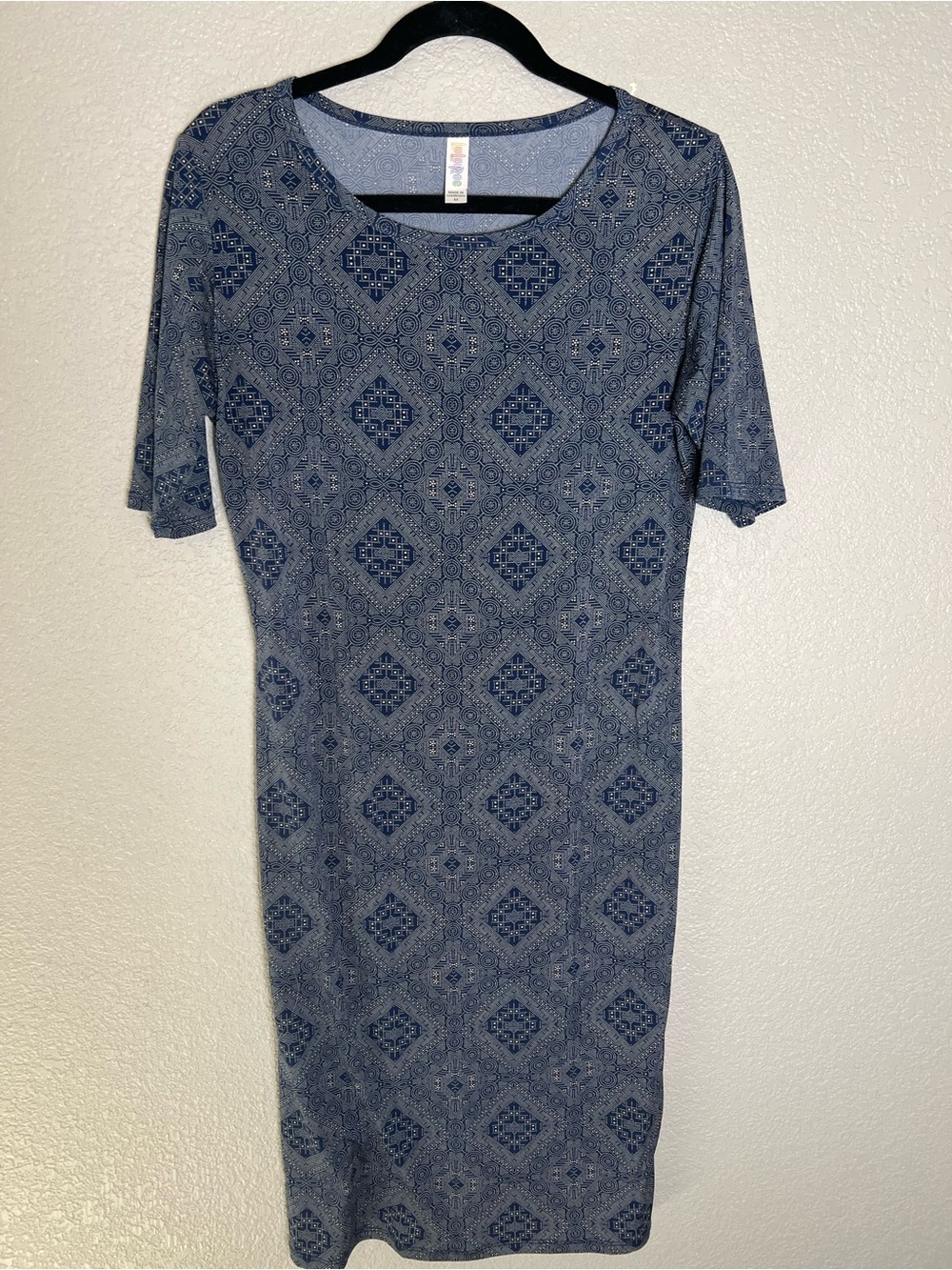 LuLaRoe Blue Patterned Midi Dress